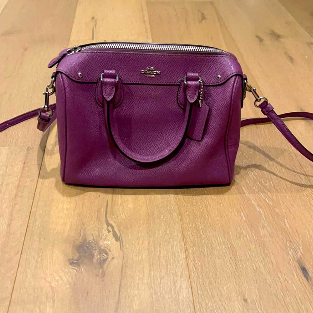 coach small crossbody purple handbag